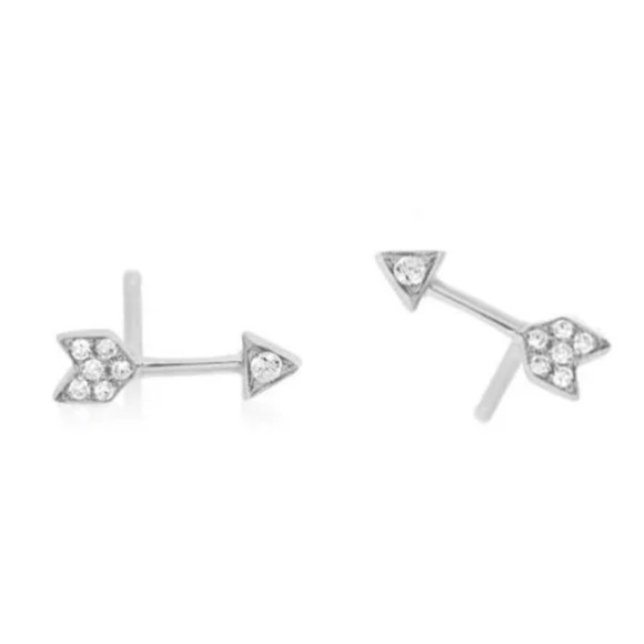 Jewelry - 0.11 Ct Natural Diamond 14K Gold Arrow Studs F/VS